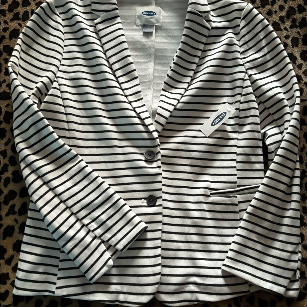 Old Navy Women's Striped Blazer - Black and White